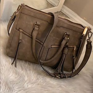 Gray Suede Crossbody Hand Bag